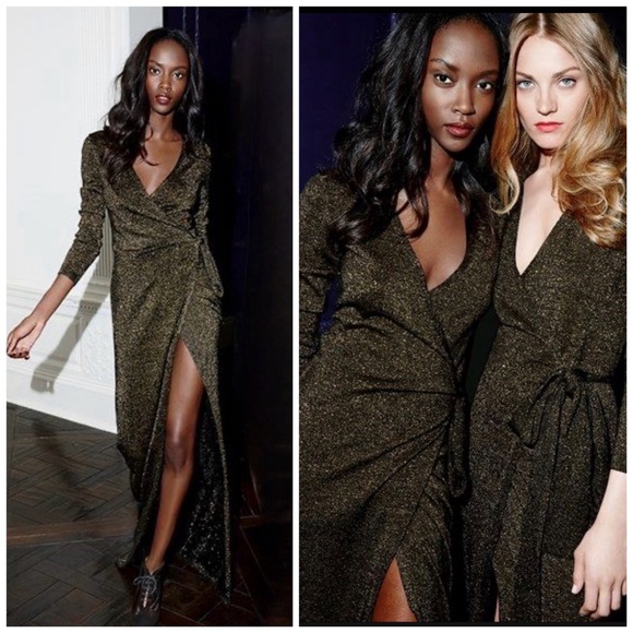 ✨ Diane Von Furstenberg Evelyn Maxi Dress In Black & Gold Metallic✨ - Picture 6 of 16